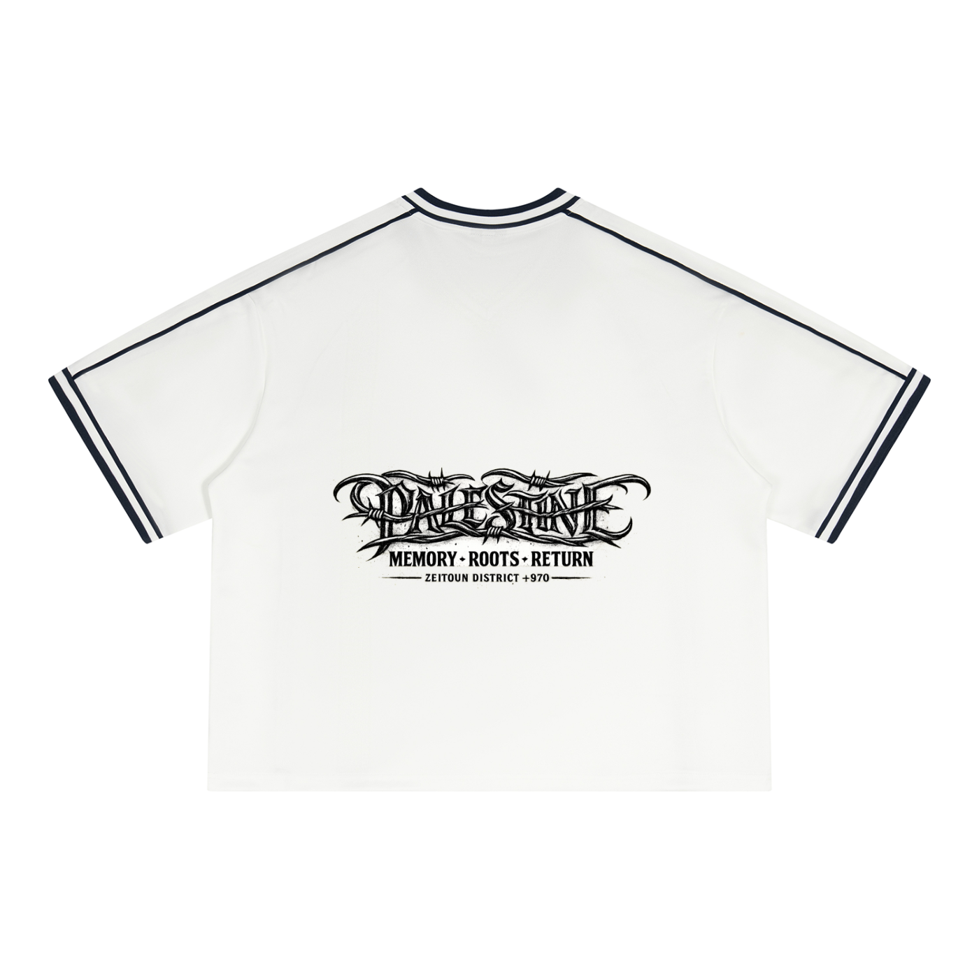 '+970 Barbed Wire Palestine Unisex Boxy V-Neck Soccer Jersey