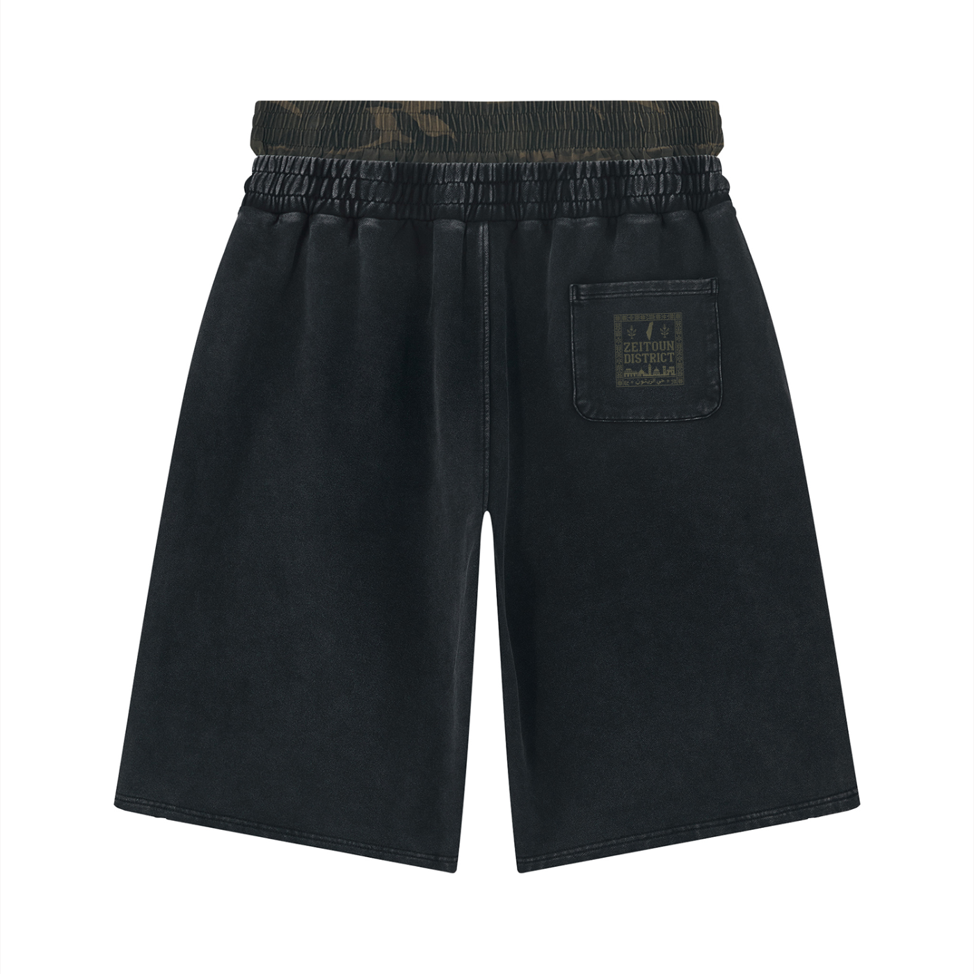 Hayy Al-Zeitoun Vintage Wash Distressed Wide Leg Shorts — Zeitoun District