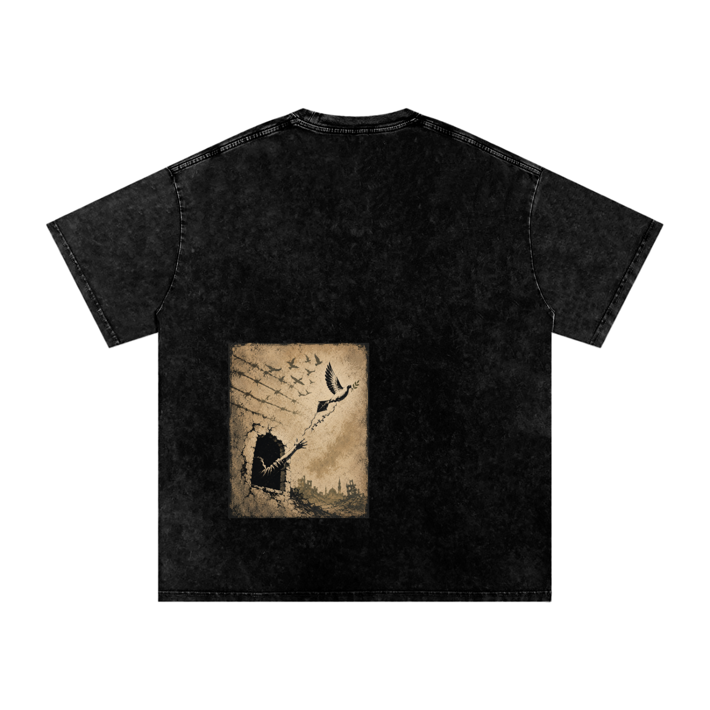 Freedom Dove Gaza Streets Snow Washed Oversized T-Shirt