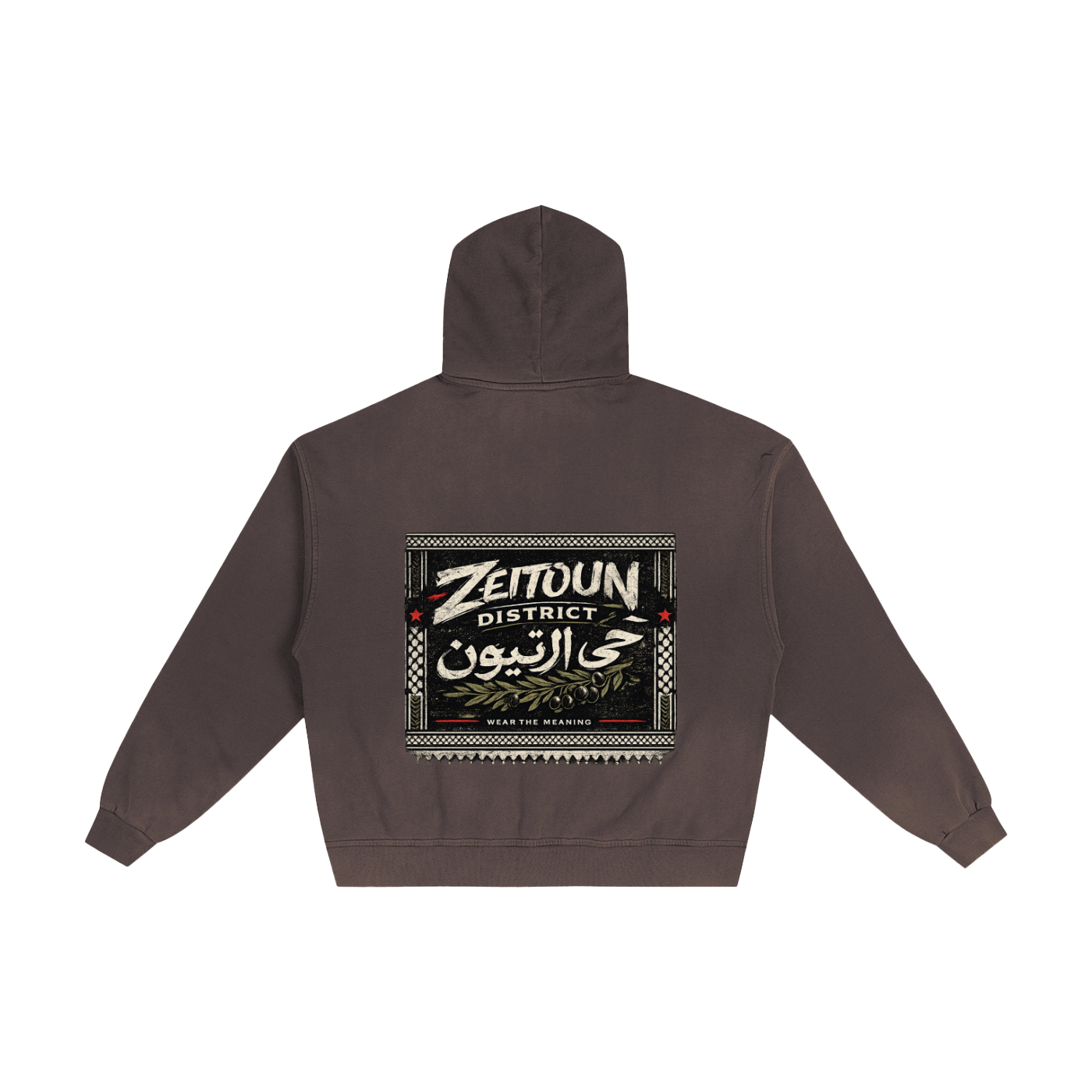 Zeitoun Olive Stamp Hand-Frayed Sunfade Zip Hoodie
