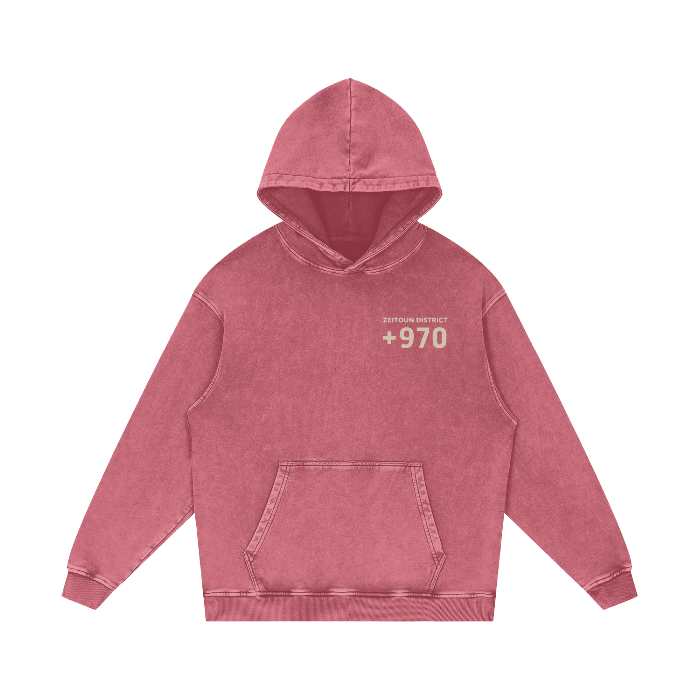 +970 Area Code Snow Washed Hoodie — Zeitoun District