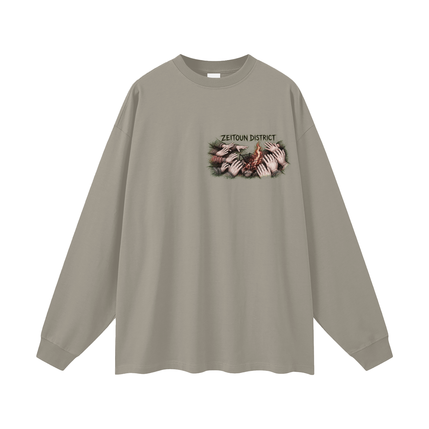 Palestinian Hands Around the Fire Oversized Unisex Long Sleeve T-Shirt