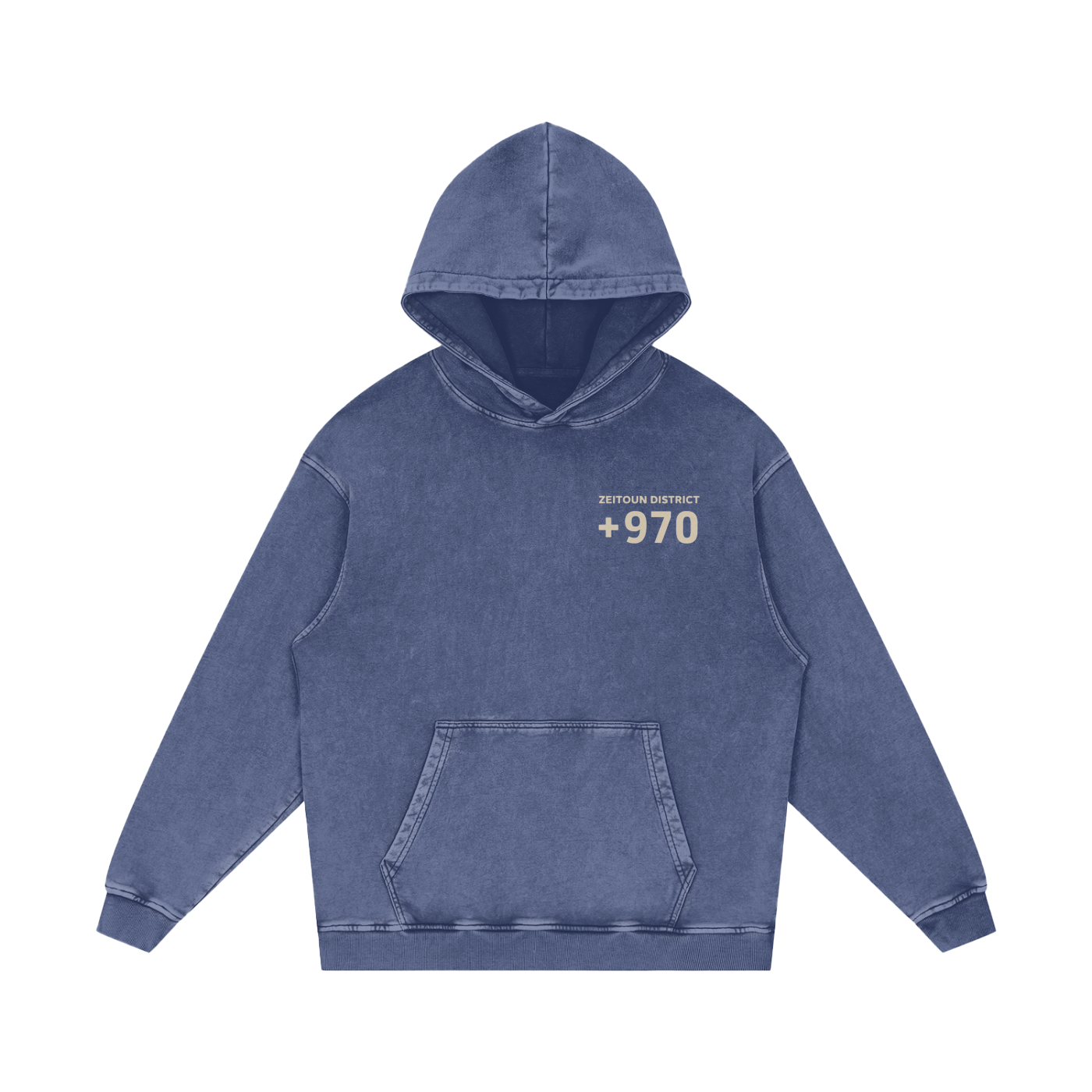 +970 Area Code Snow Washed Hoodie — Zeitoun District