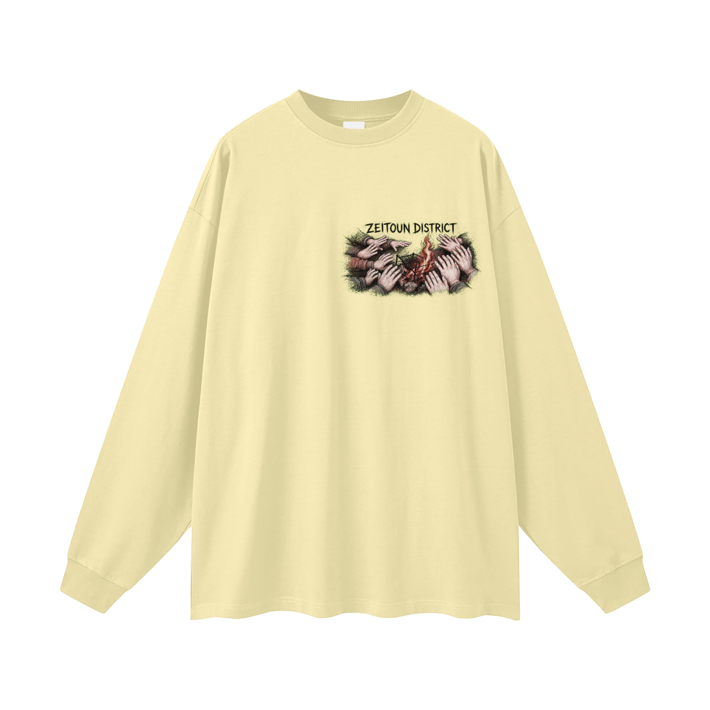 Palestinian Hands Around the Fire Oversized Unisex Long Sleeve T-Shirt