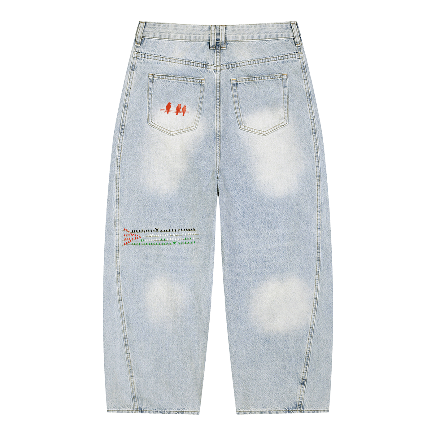 Bird on Wires – Men's Vintage Wash Barrel Leg Jeans