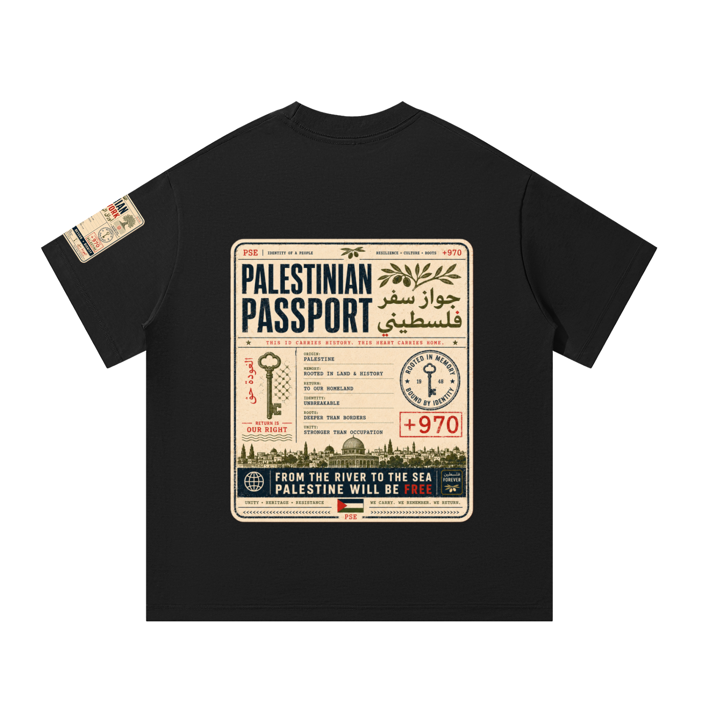 '+970 Palestinian Paperwork Graphic Oversized T-Shirt