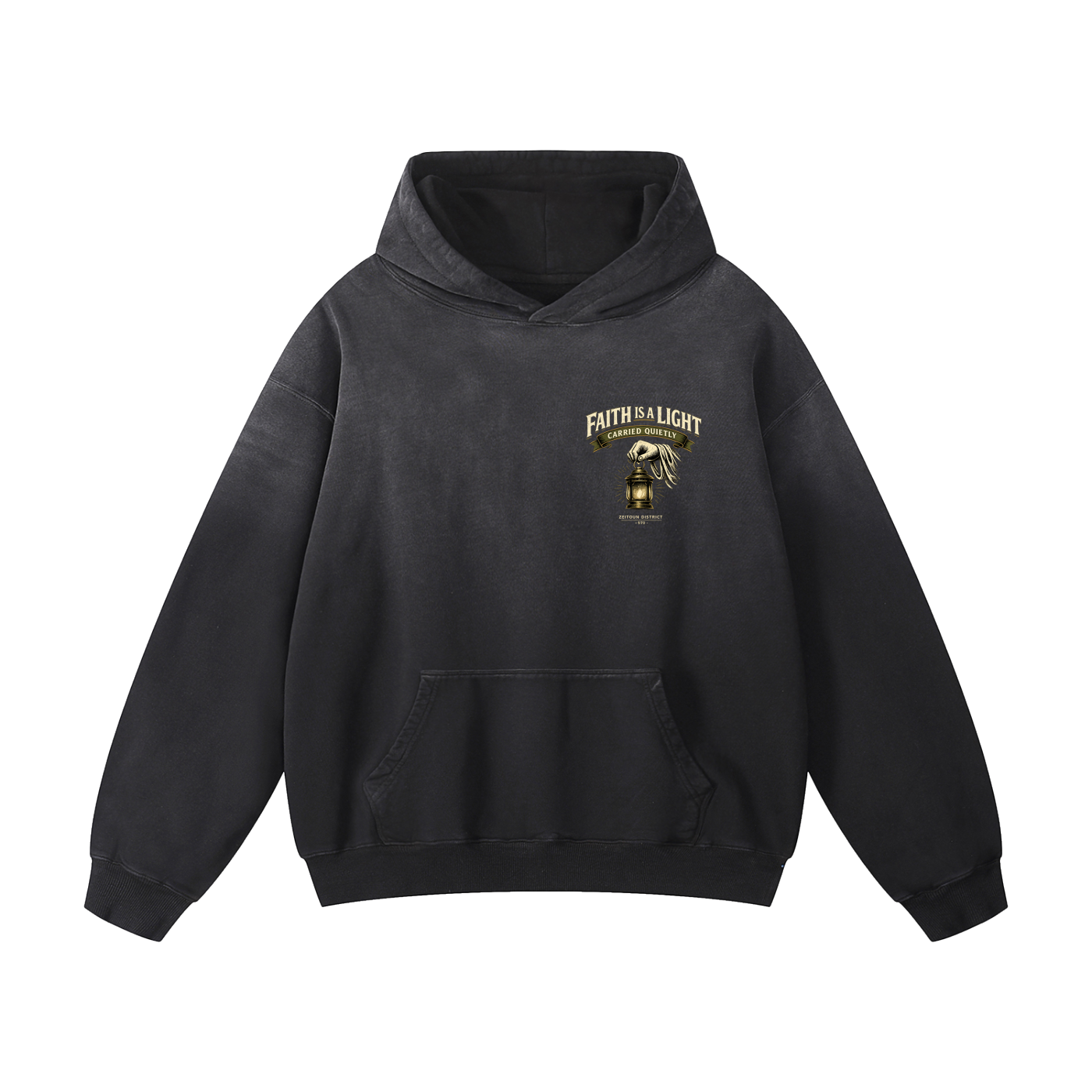 Faith is a Light Carried Quietly Heavyweight Sunfade Hoodie
