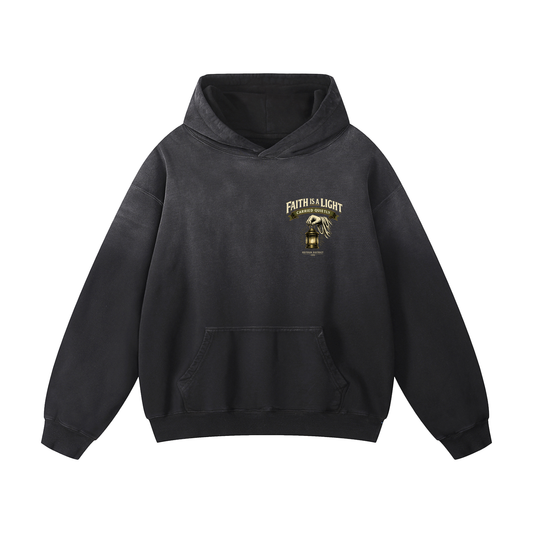Faith is a Light Carried Quietly Heavyweight Sunfade Hoodie