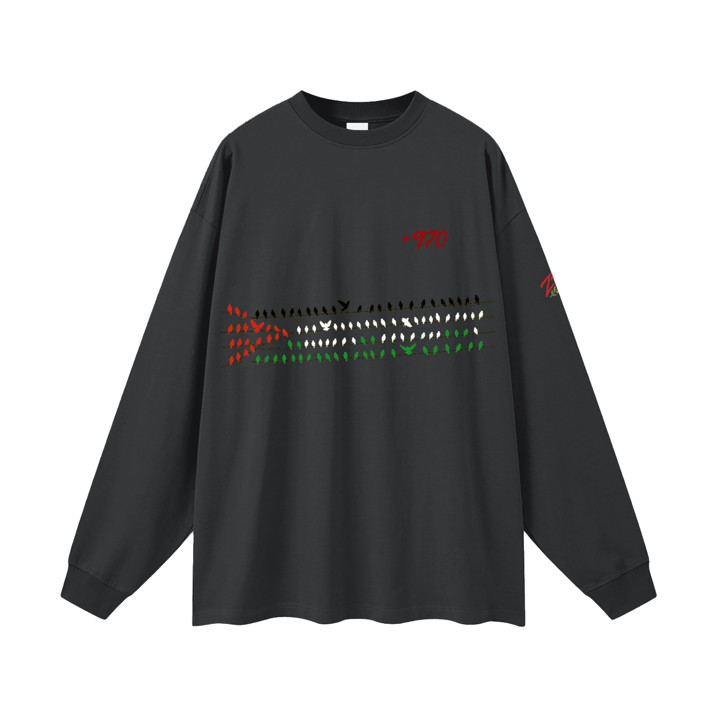 +970 Olive Wire: Gaza Streets Edition Oversized Unisex Long Sleeve T-Shirt — Zeitoun District