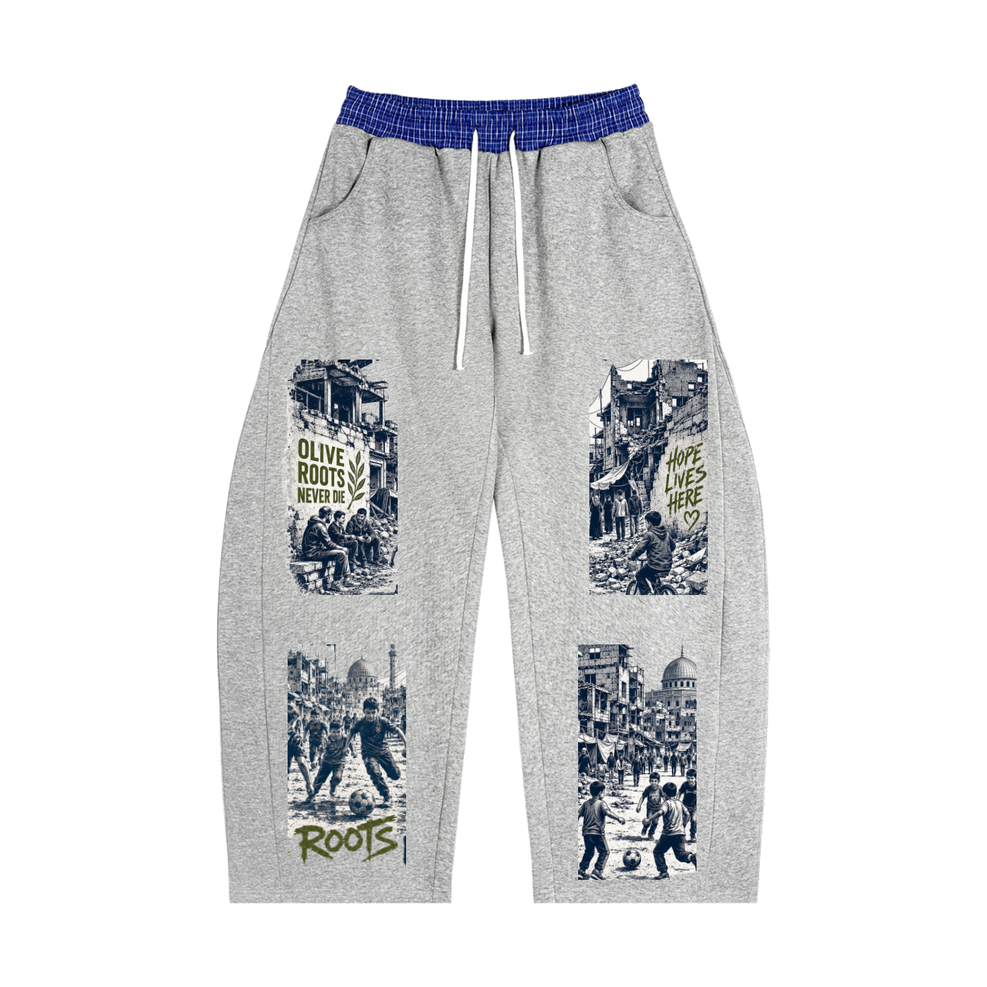 Gaza Keyline Plaid Barrel Sweatpants