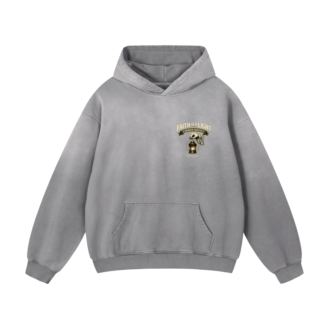 Faith is a Light Carried Quietly Heavyweight Sunfade Hoodie