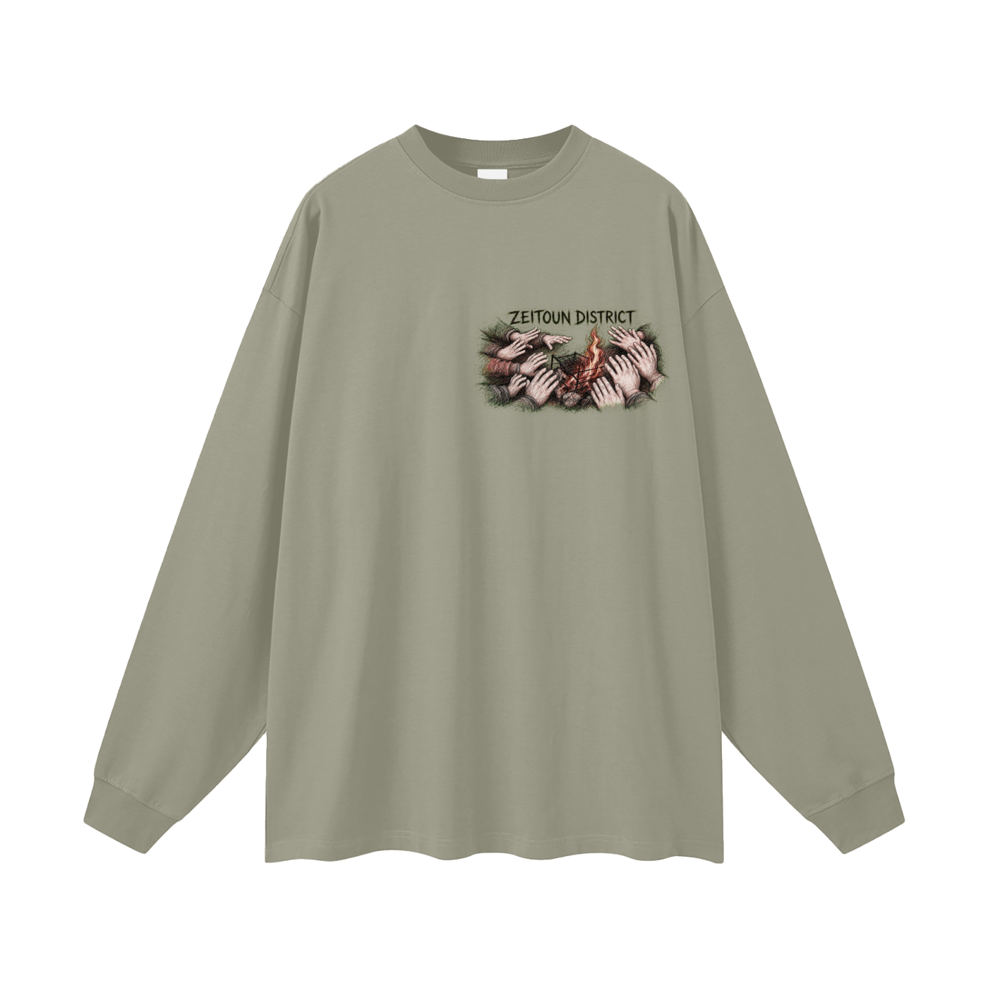 Palestinian Hands Around the Fire Oversized Unisex Long Sleeve T-Shirt