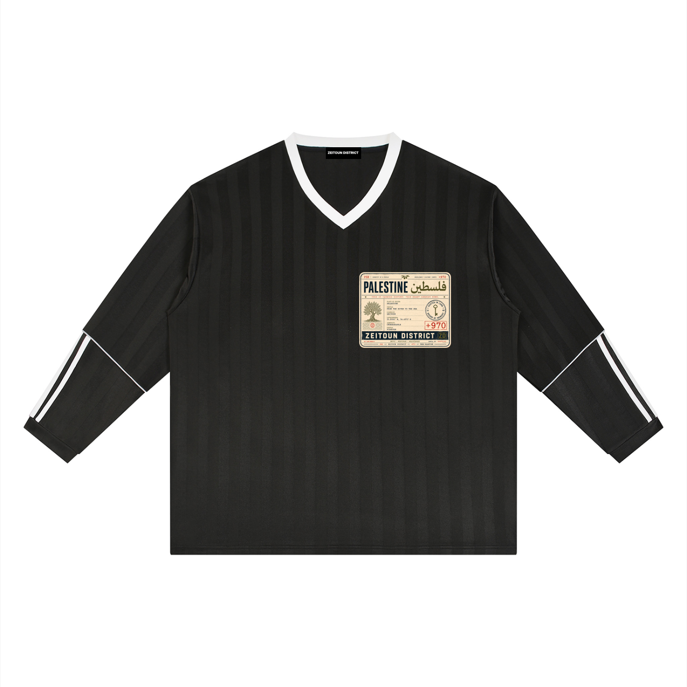 '+970 Palestine Passport Card Graphic Unisex Striped Soccer Jersey