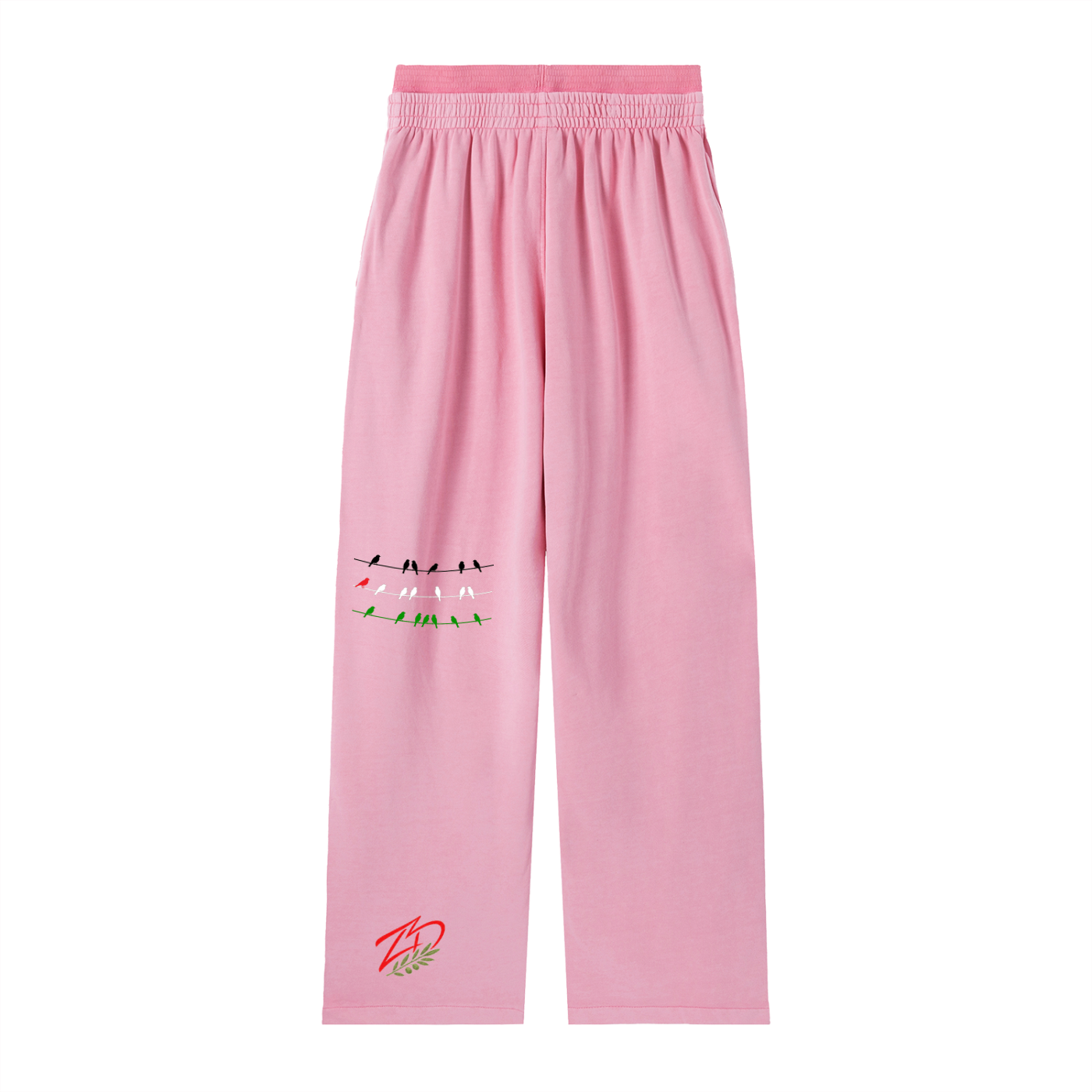+970 Olive Pulse Birds Vintage Washed Waist Pants