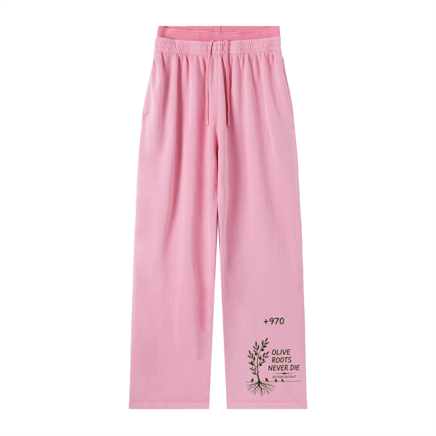 +970 Olive Pulse Birds Vintage Washed Waist Pants