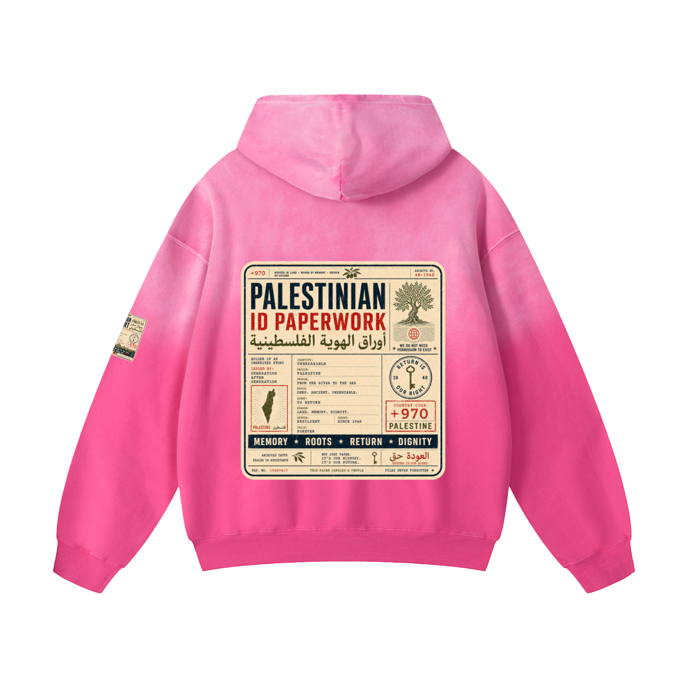 '+970 Palestine Passport Card Graphic Heavyweight Sunfade Oversized Hoodie