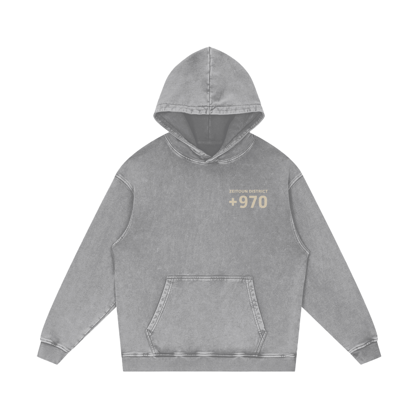 +970 Area Code Snow Washed Hoodie — Zeitoun District