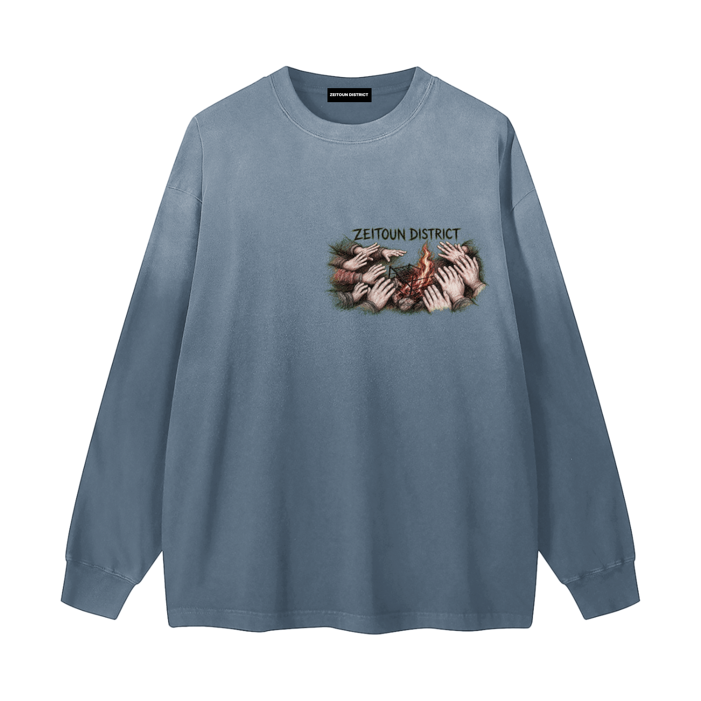 Hands Around the Fire Gradient Washed Long Sleeve T-Shirt