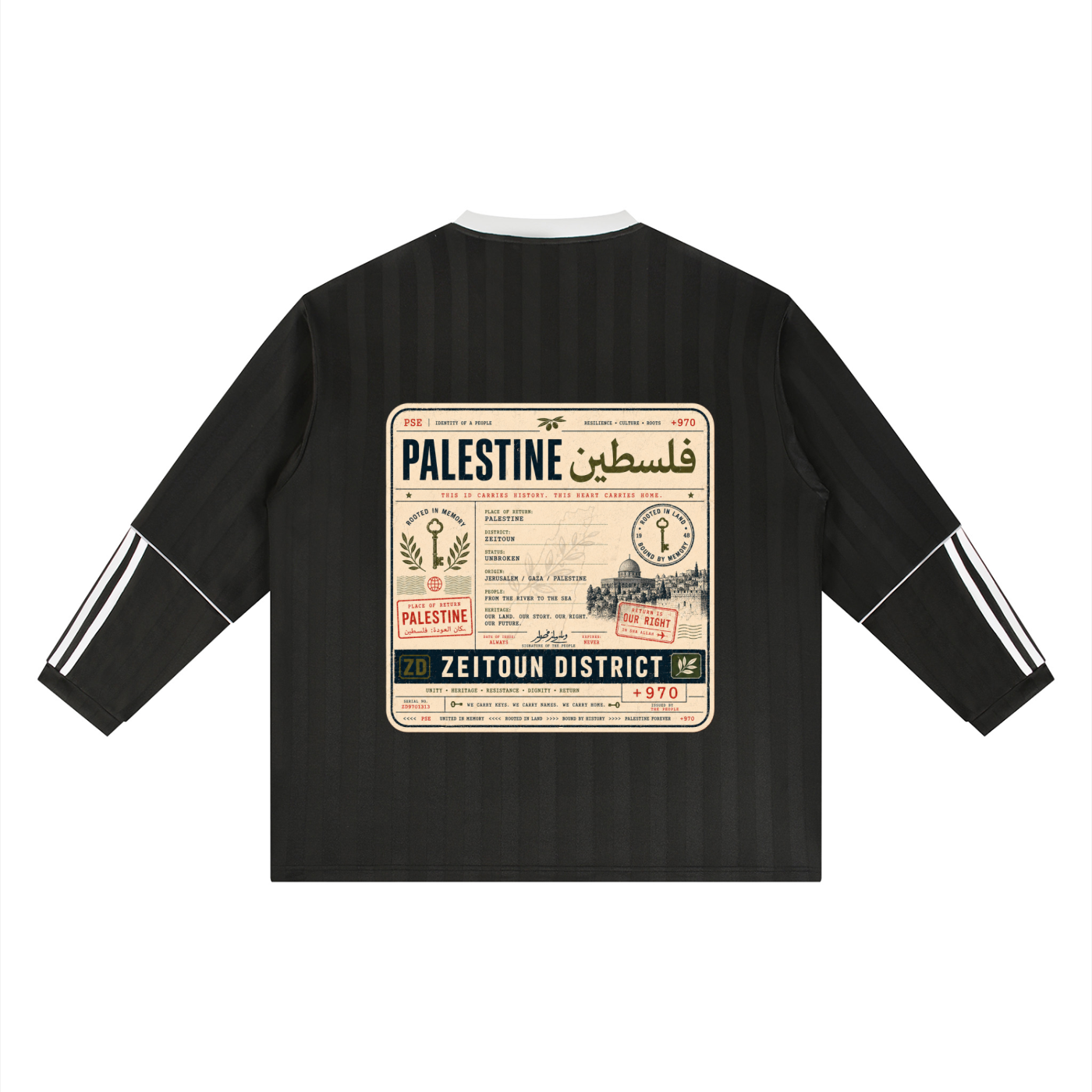 '+970 Palestine Passport Card Graphic Unisex Striped Soccer Jersey