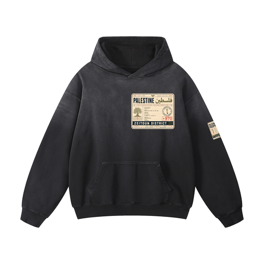 '+970 Palestine Passport Card Graphic Heavyweight Sunfade Oversized Hoodie