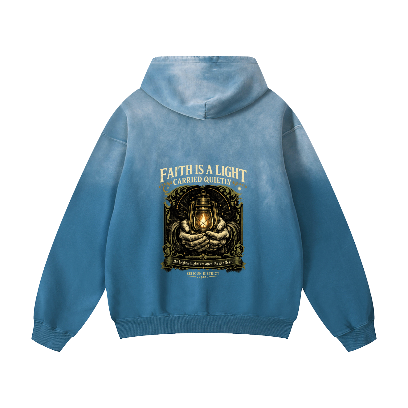 Faith is a Light Carried Quietly Heavyweight Sunfade Hoodie