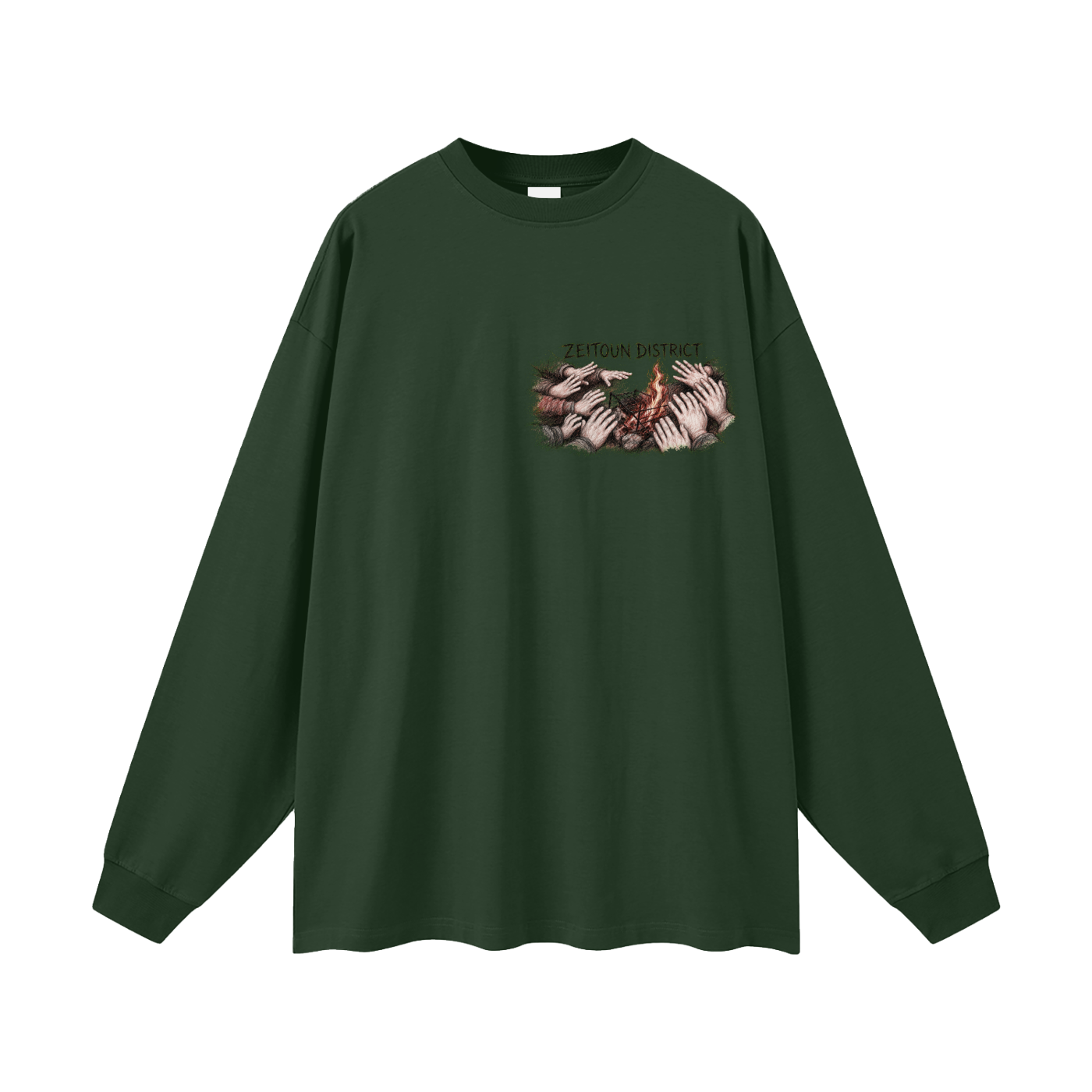 Palestinian Hands Around the Fire Oversized Unisex Long Sleeve T-Shirt