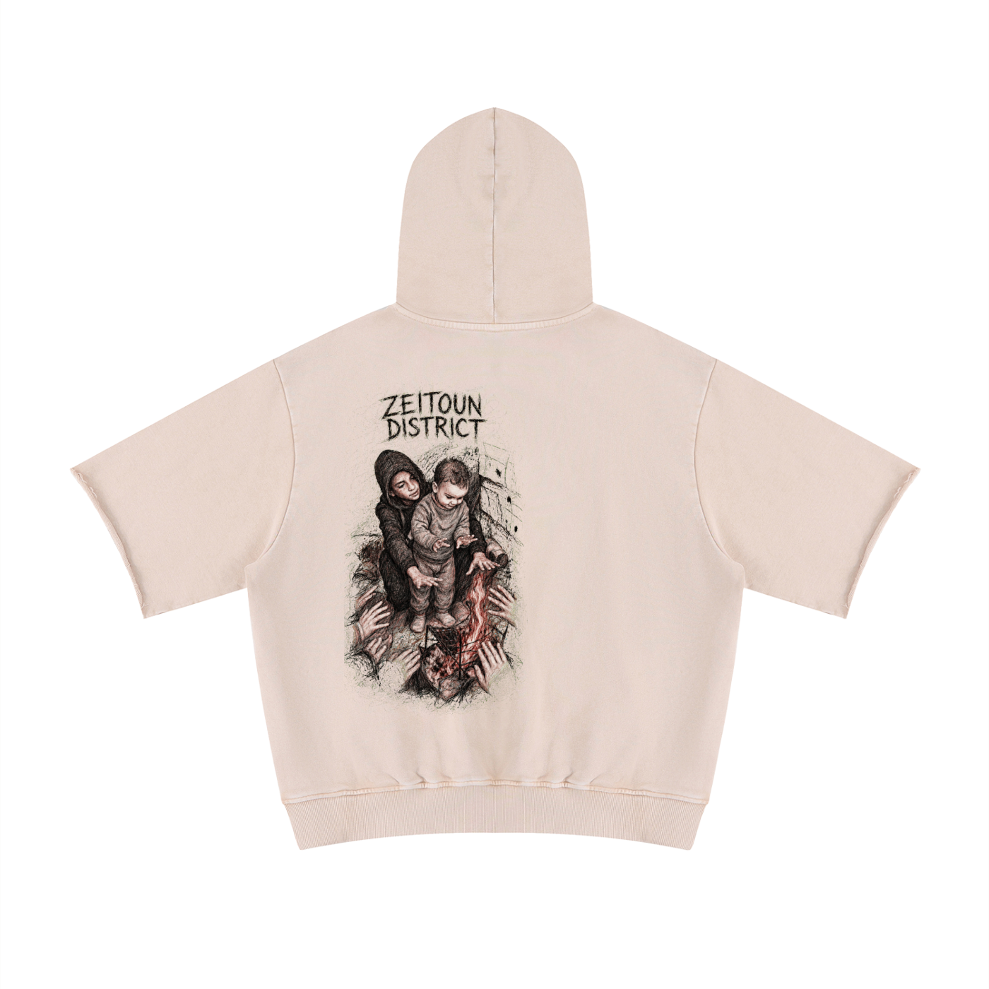 Palestinian Hands Around the Fire Unisex Mineral Wash Short Sleeve Hoodie
