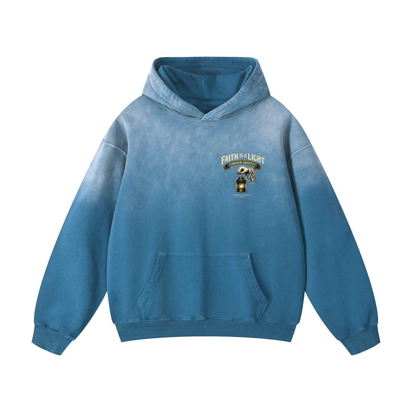 Faith is a Light Carried Quietly Heavyweight Sunfade Hoodie