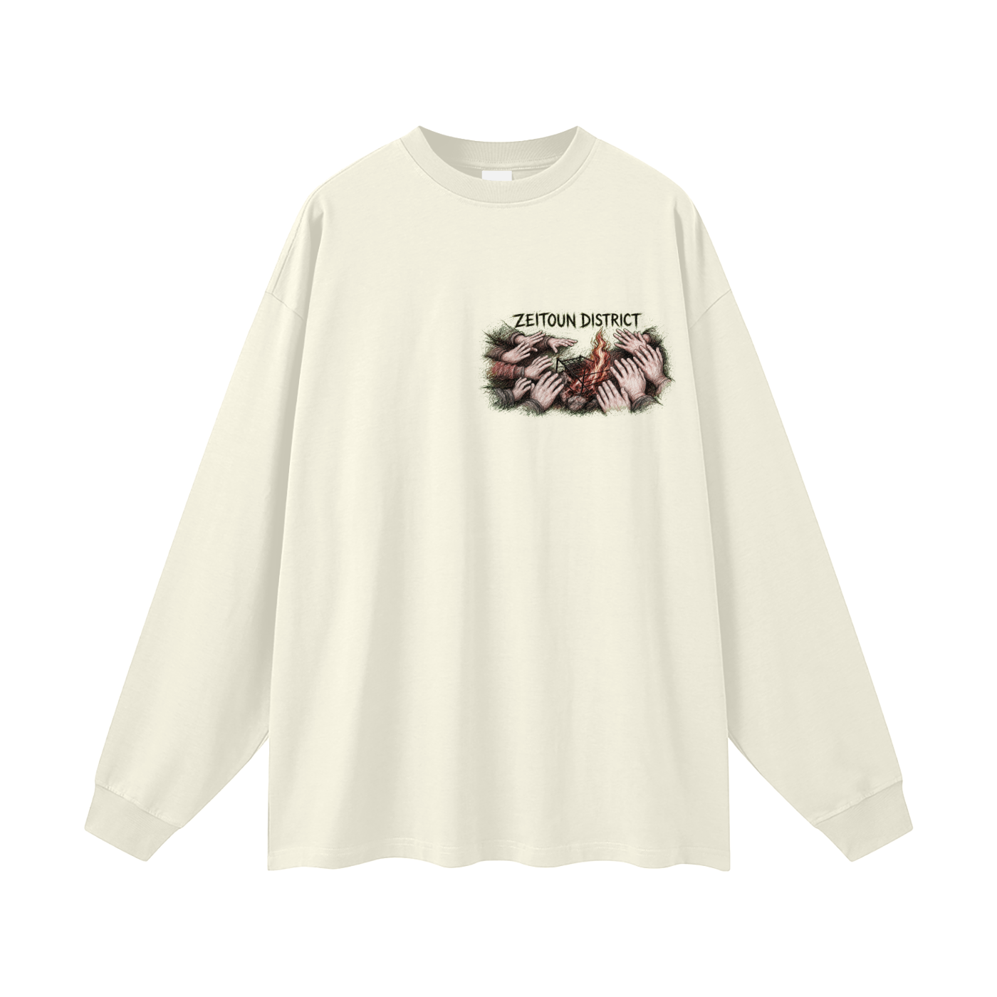 Palestinian Hands Around the Fire Oversized Unisex Long Sleeve T-Shirt
