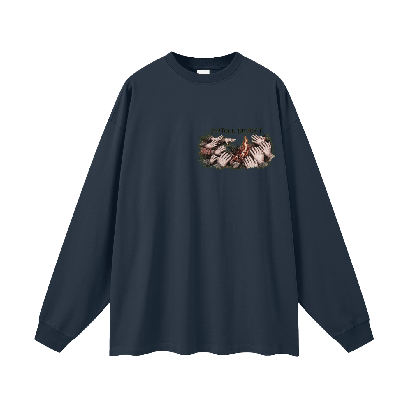 Palestinian Hands Around the Fire Oversized Unisex Long Sleeve T-Shirt
