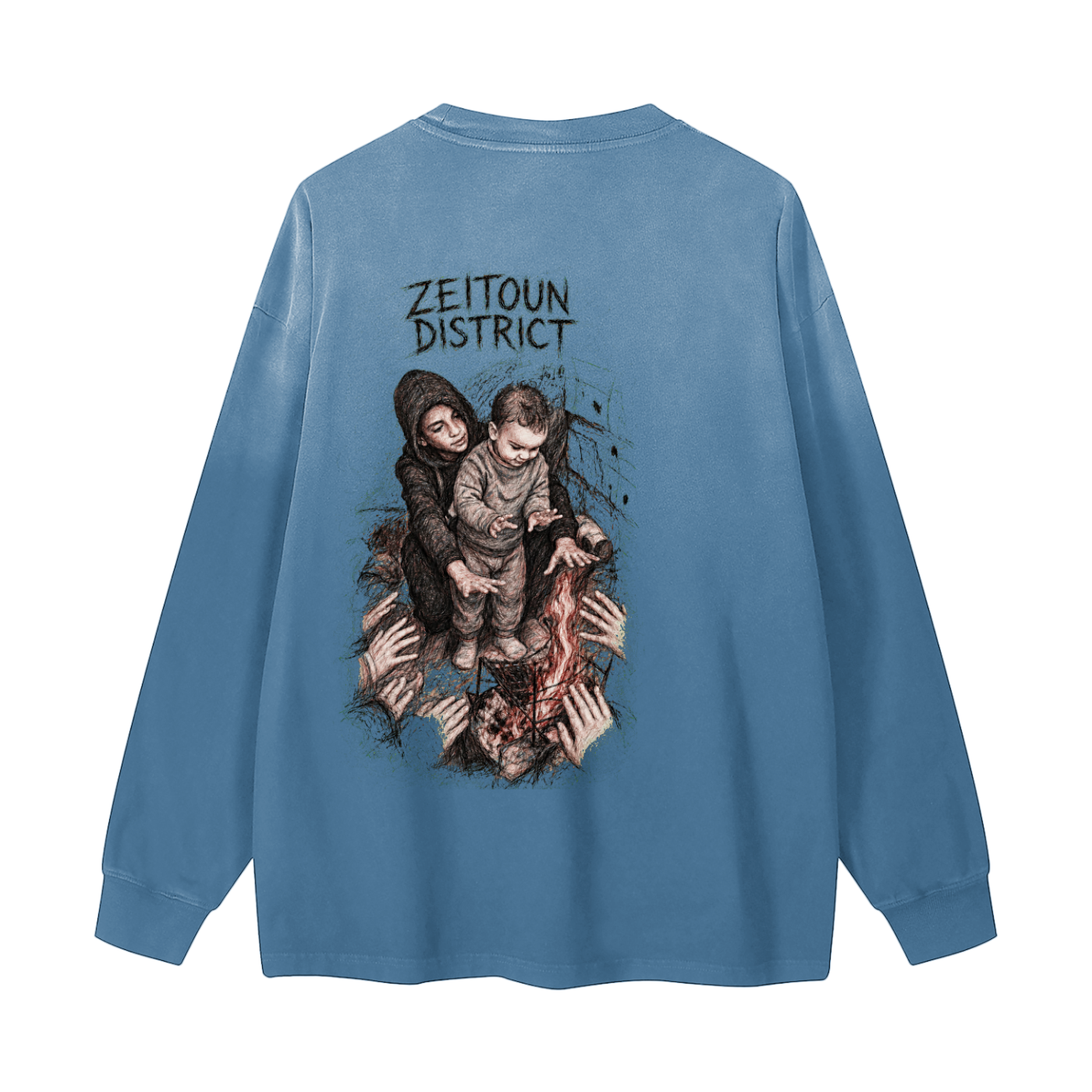 Hands Around the Fire Gradient Washed Long Sleeve T-Shirt