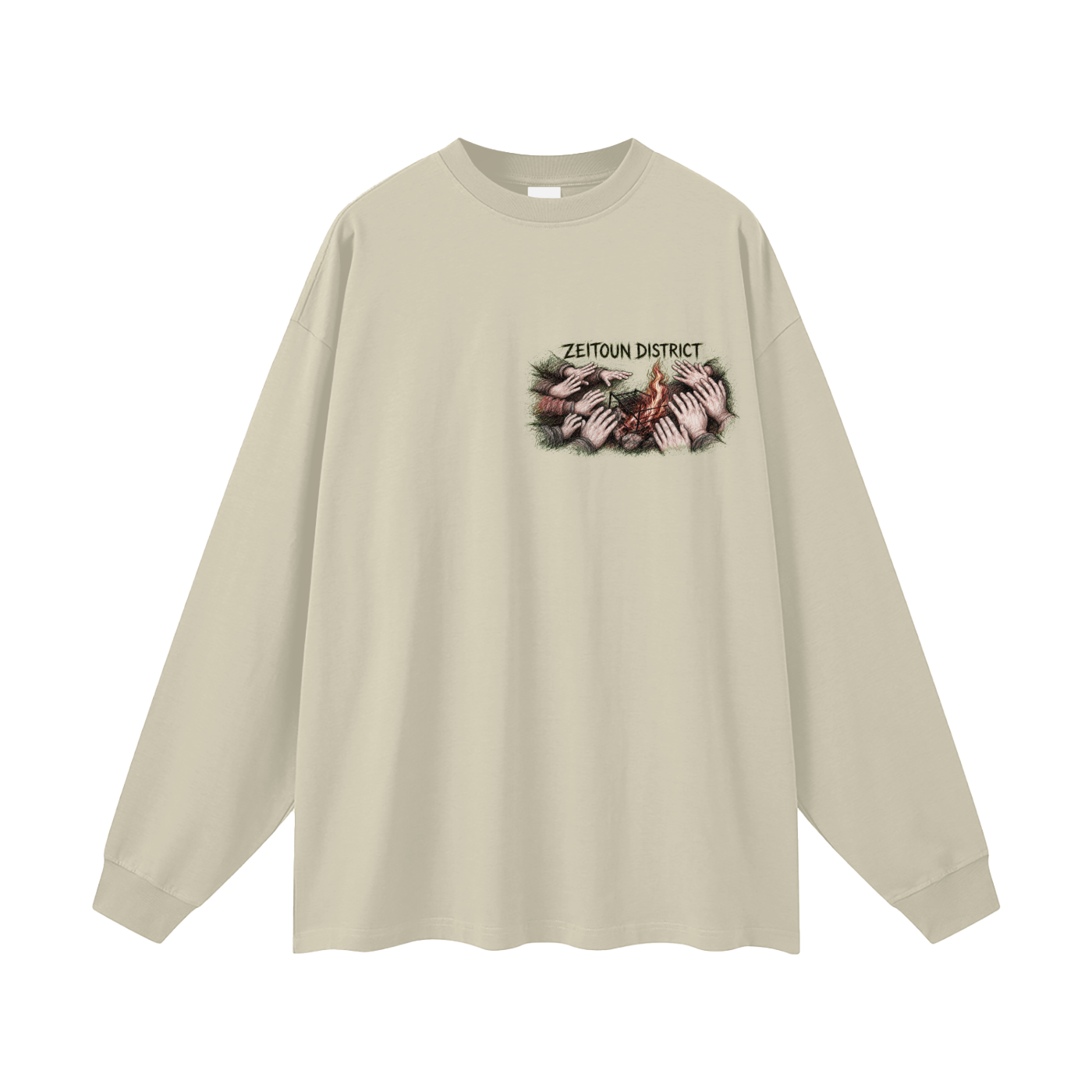 Palestinian Hands Around the Fire Oversized Unisex Long Sleeve T-Shirt