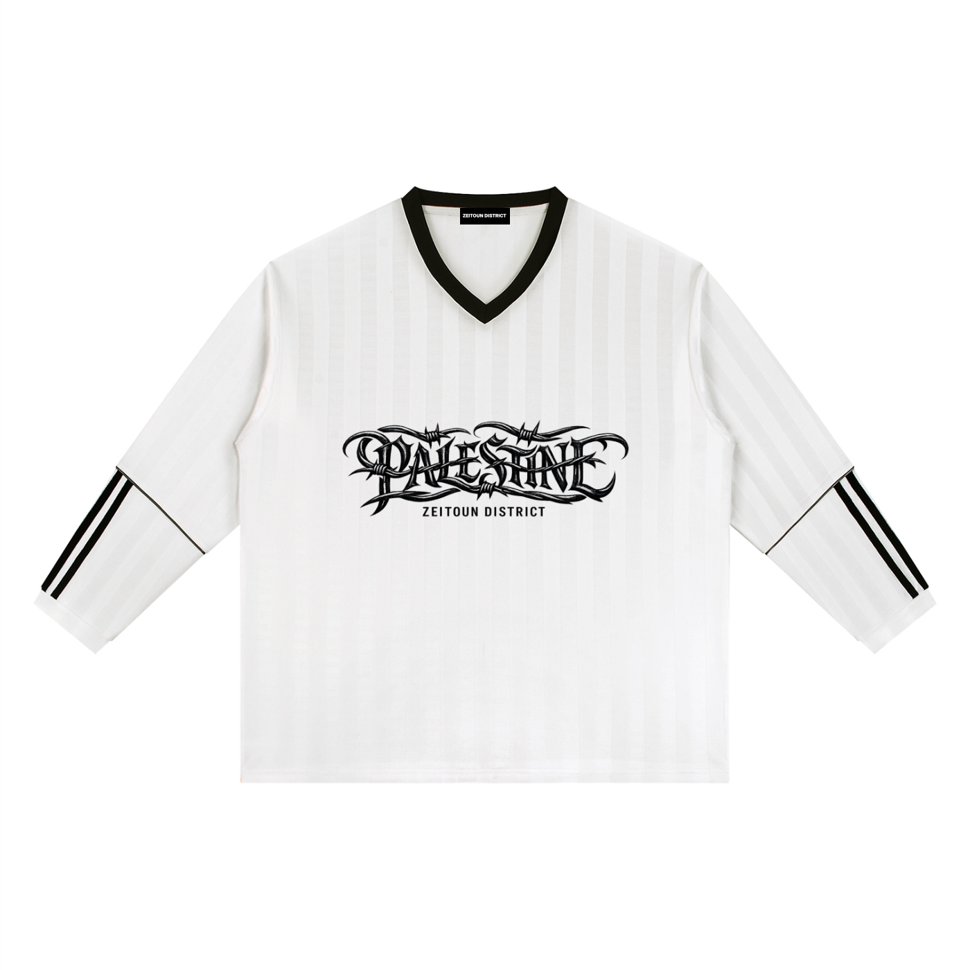'+970 Barbed Wire Palestine Unisex Striped Soccer Jersey