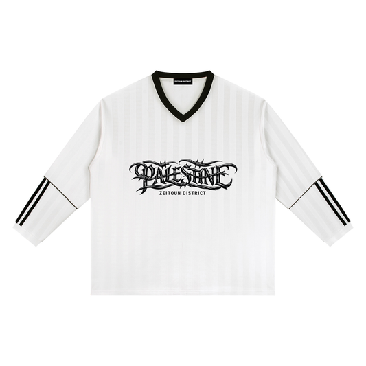 '+970 Barbed Wire Palestine Unisex Striped Soccer Jersey