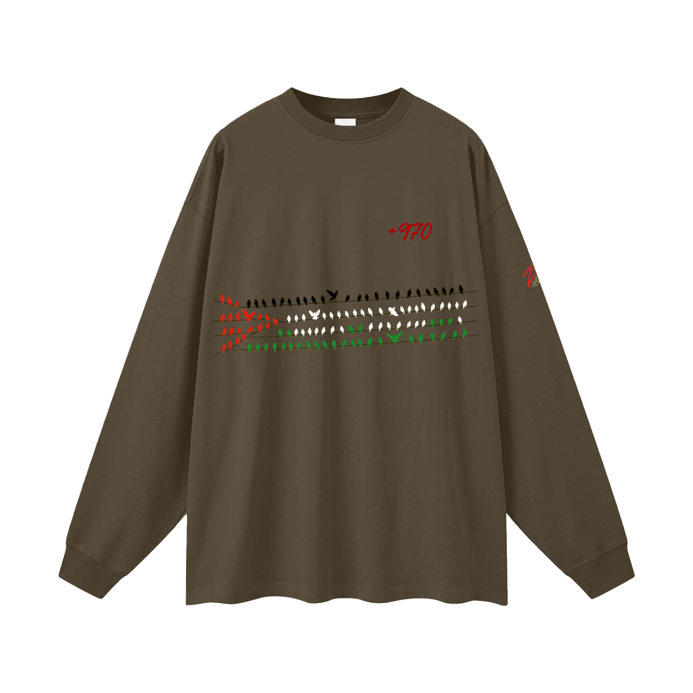 +970 Olive Wire: Gaza Streets Edition Oversized Unisex Long Sleeve T-Shirt — Zeitoun District