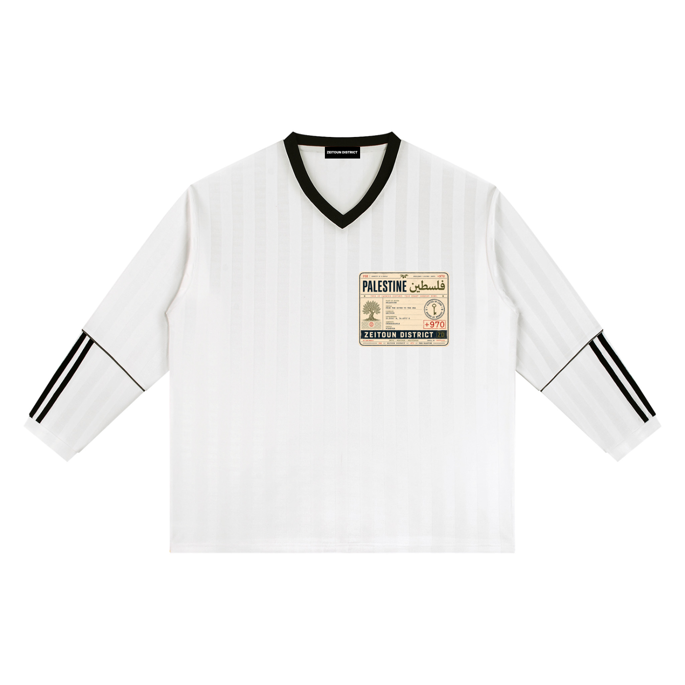 '+970 Palestine Passport Card Graphic Unisex Striped Soccer Jersey