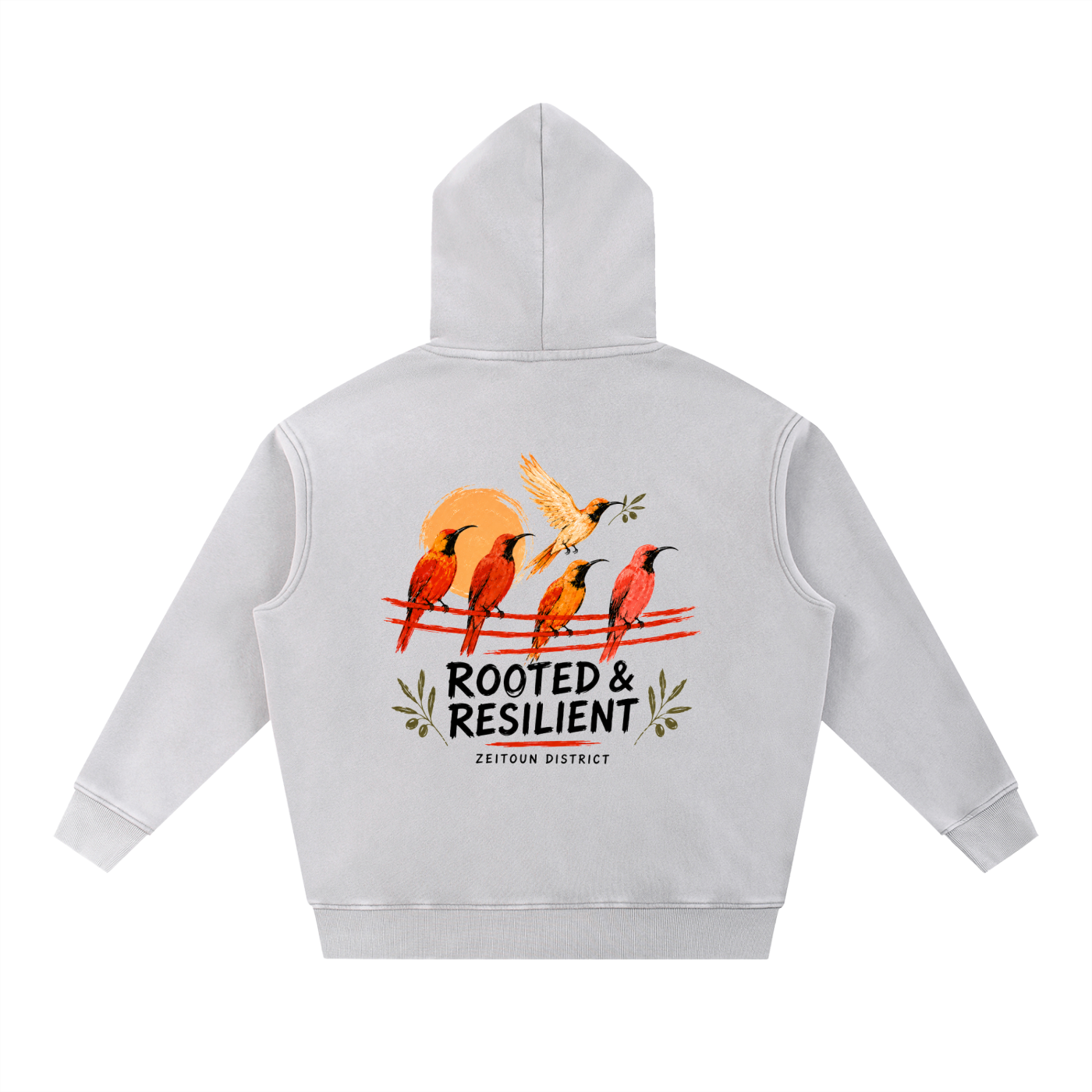 Palestinian Sun Bird Snow Wash Fleece Oversize Hoodie