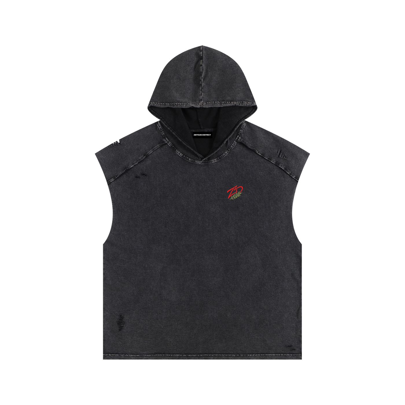 Hayy Al-Zeitoun Snow Washed Boxy Hooded Tank Top — Zeitoun District