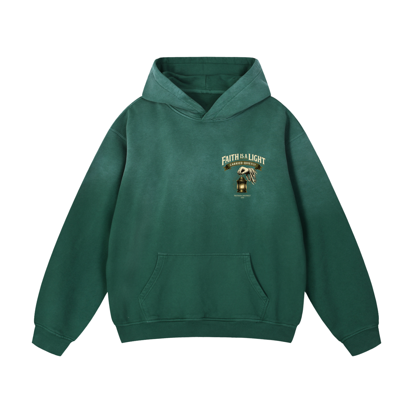 Faith is a Light Carried Quietly Heavyweight Sunfade Hoodie