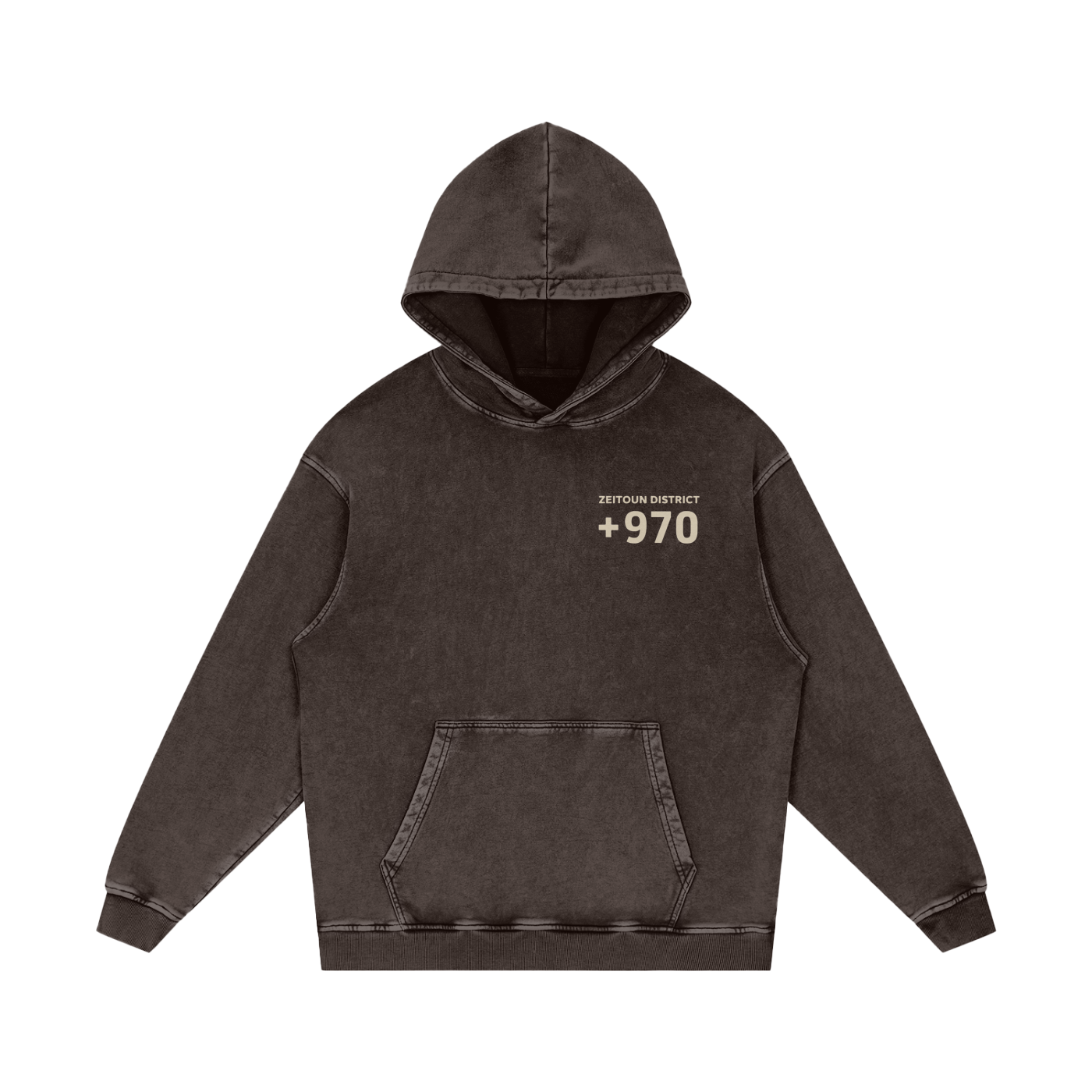 +970 Area Code Snow Washed Hoodie — Zeitoun District