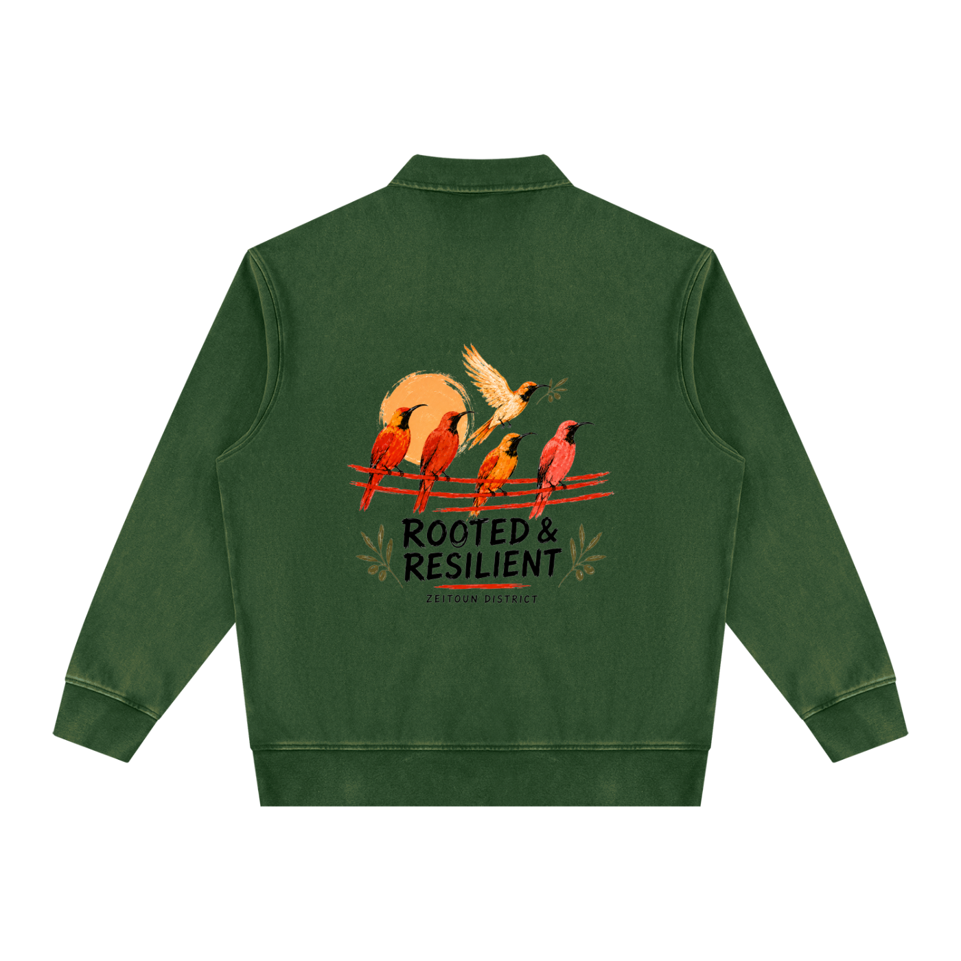Palestinian Sun Bird Unisex Vintage Wash Quarter-Zip Sweatshirt