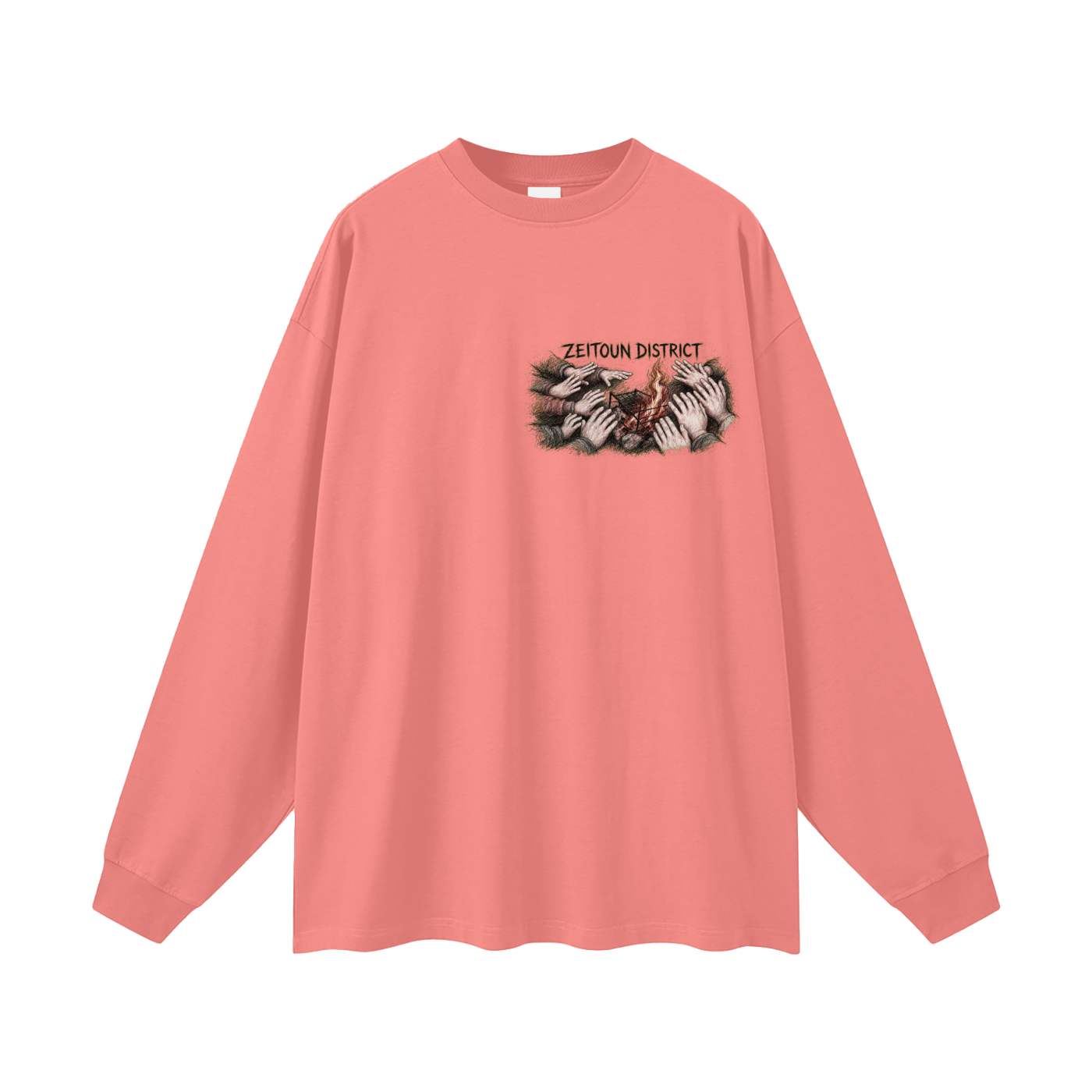 Palestinian Hands Around the Fire Oversized Unisex Long Sleeve T-Shirt