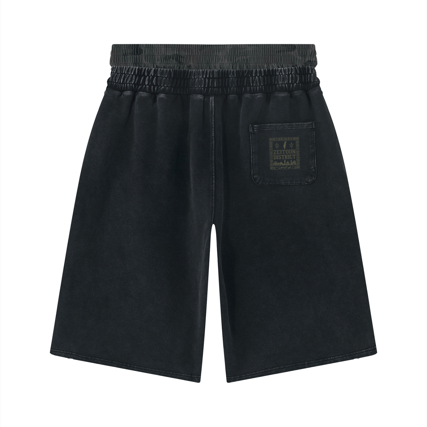 Hayy Al-Zeitoun Vintage Wash Distressed Wide Leg Shorts — Zeitoun District