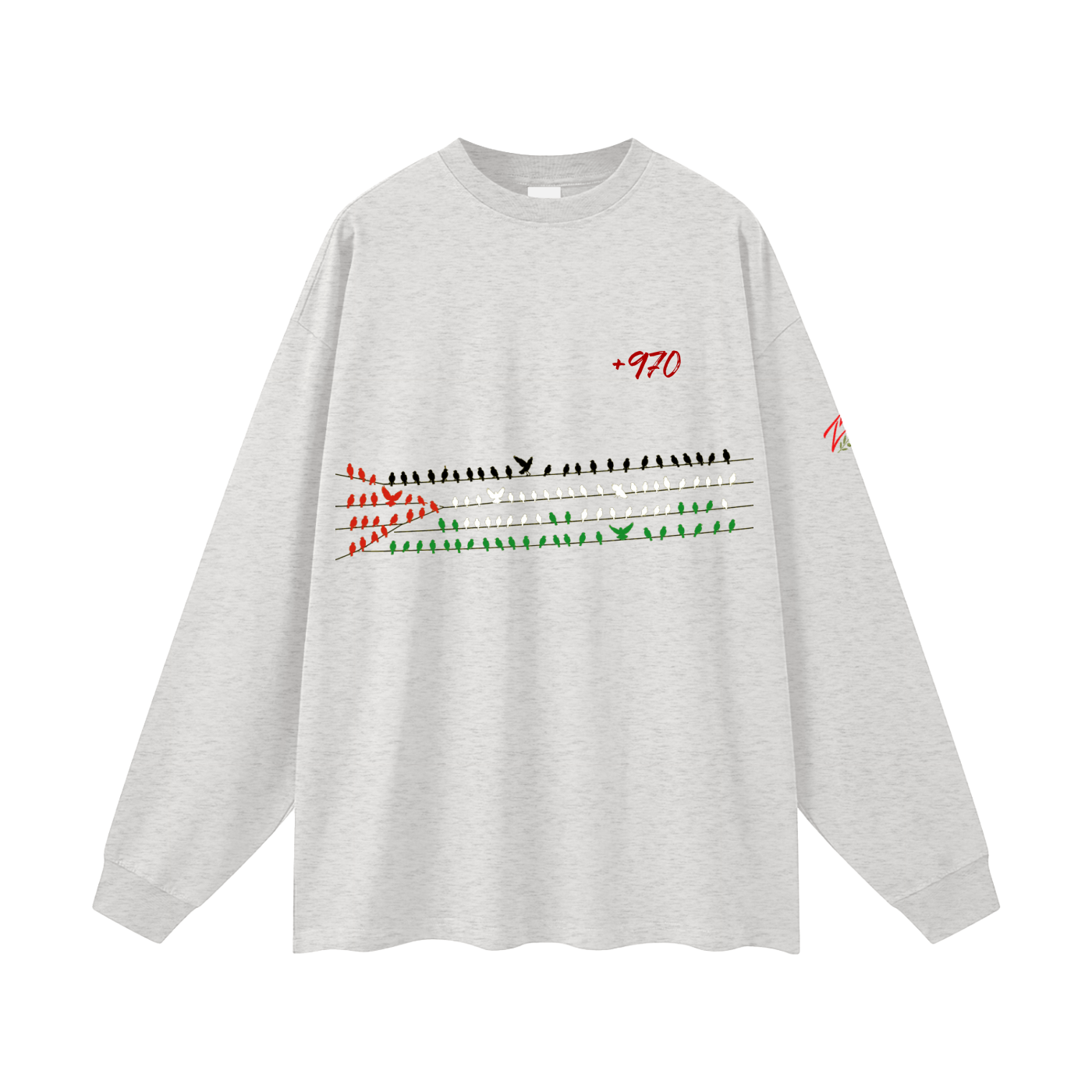 +970 Olive Wire: Gaza Streets Edition Oversized Unisex Long Sleeve T-Shirt — Zeitoun District
