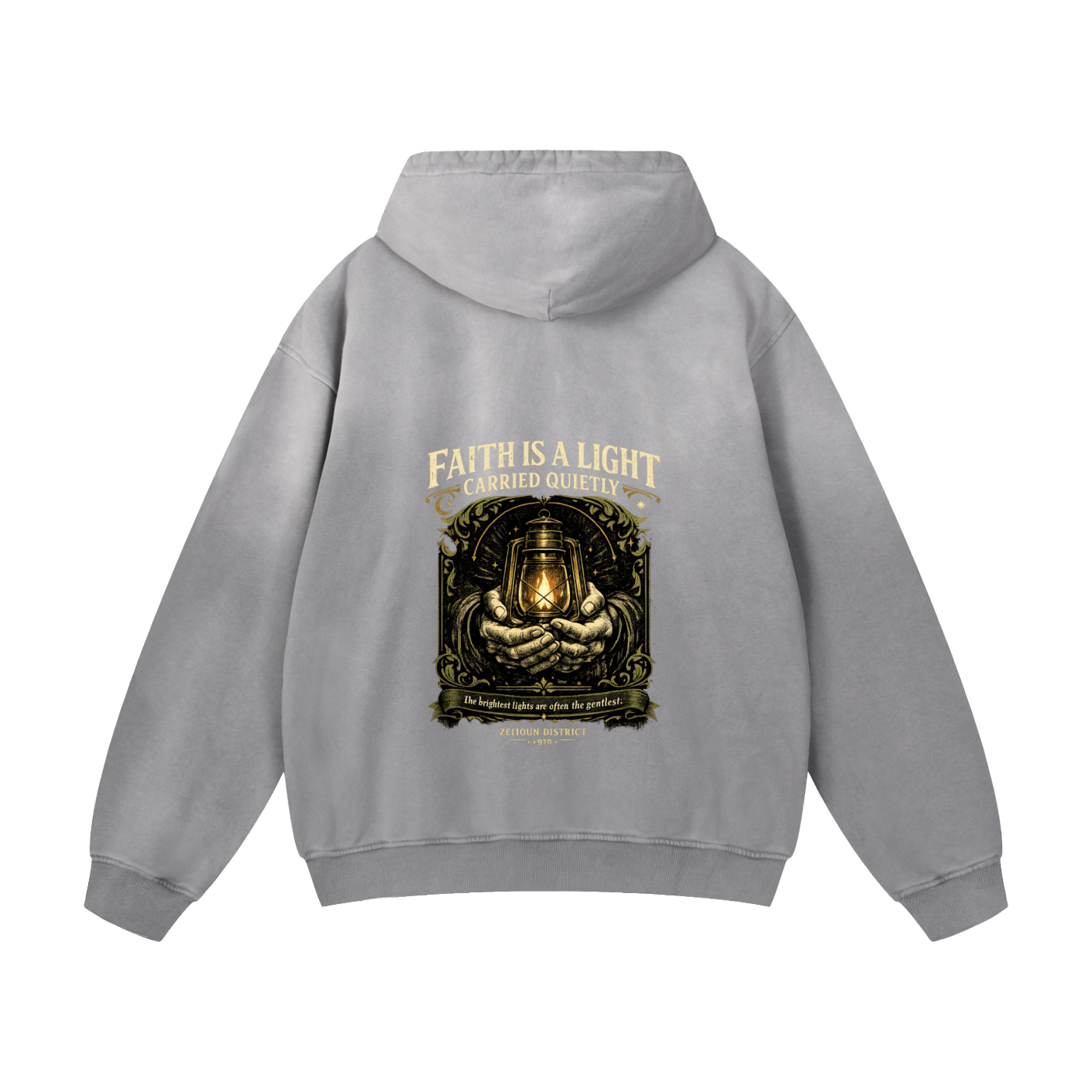 Faith is a Light Carried Quietly Heavyweight Sunfade Hoodie