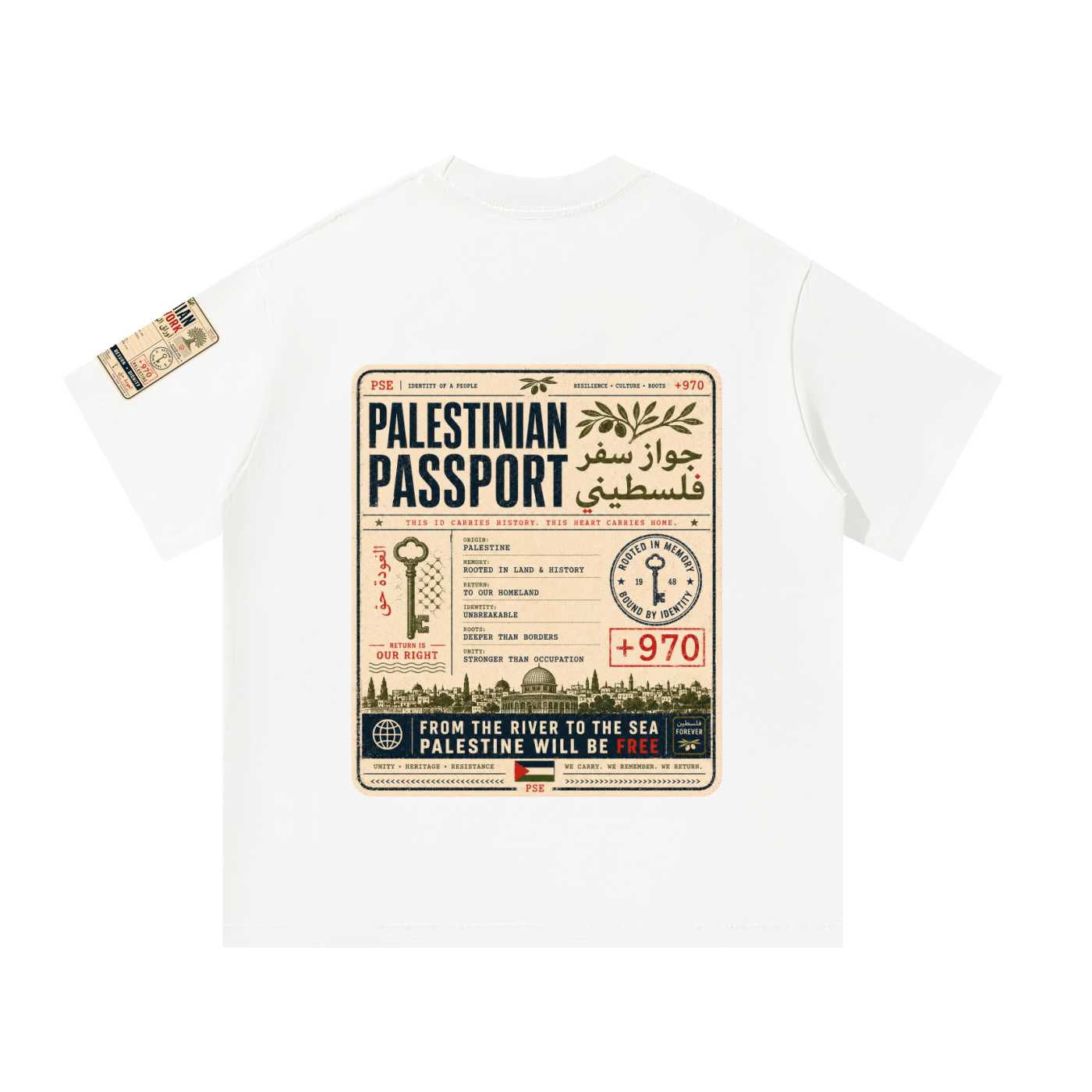 '+970 Palestinian Paperwork Graphic Oversized T-Shirt