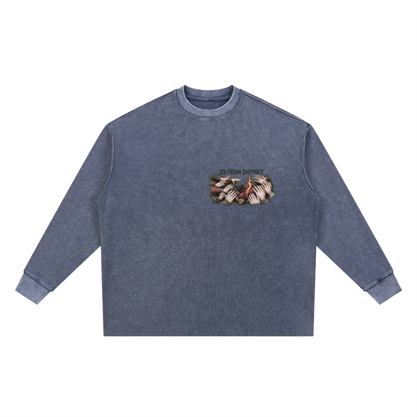 Hands Around the Fire Mineral Wash Waffle Oversized Heavyweight T-Shirt