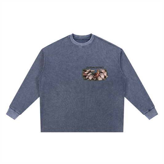 Hands Around the Fire Mineral Wash Waffle Oversized Heavyweight T-Shirt