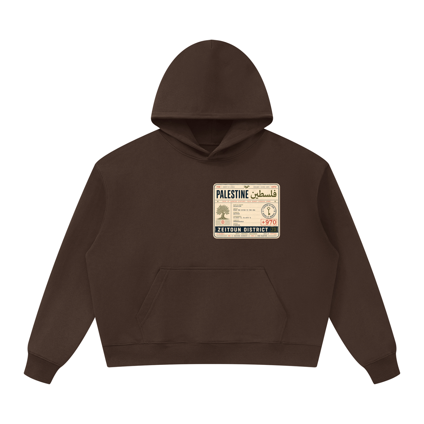 '+970 Palestine Passport Card Graphic Oversized Heavyweight Hoodie