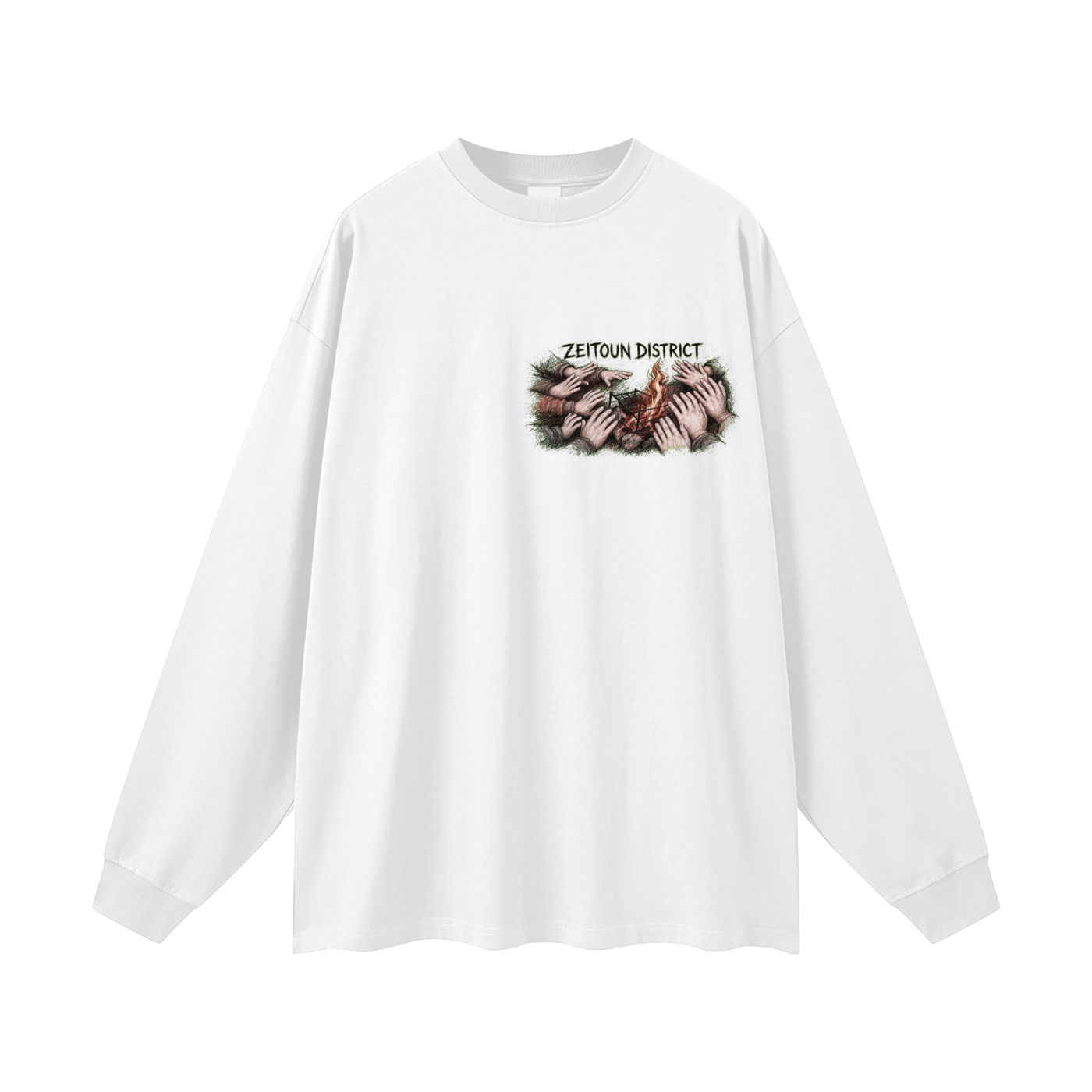 Palestinian Hands Around the Fire Oversized Unisex Long Sleeve T-Shirt